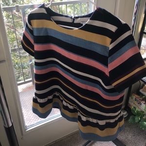 Multi-colored Striped Peplum Shirt